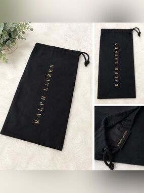 Ralph Lauren Black Gold Drawstring Dust Bag Travel Shoe Purse Storage